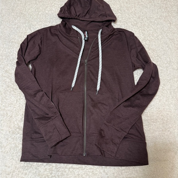 Kirkland Signature Tops - Kirkland brownie/purplish Zip-Up Hoodie with Drawstrings